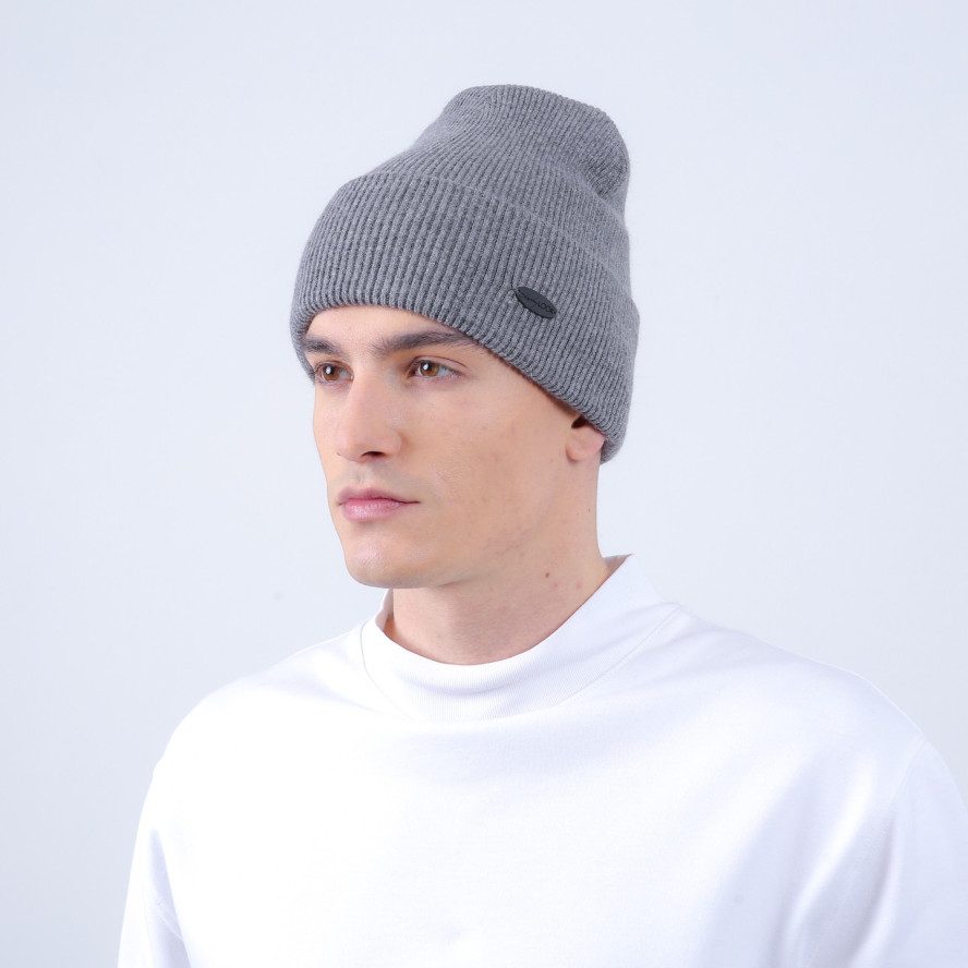 Шапка біні чоловіча вовна сіра РОНІН 873-582, фото 3