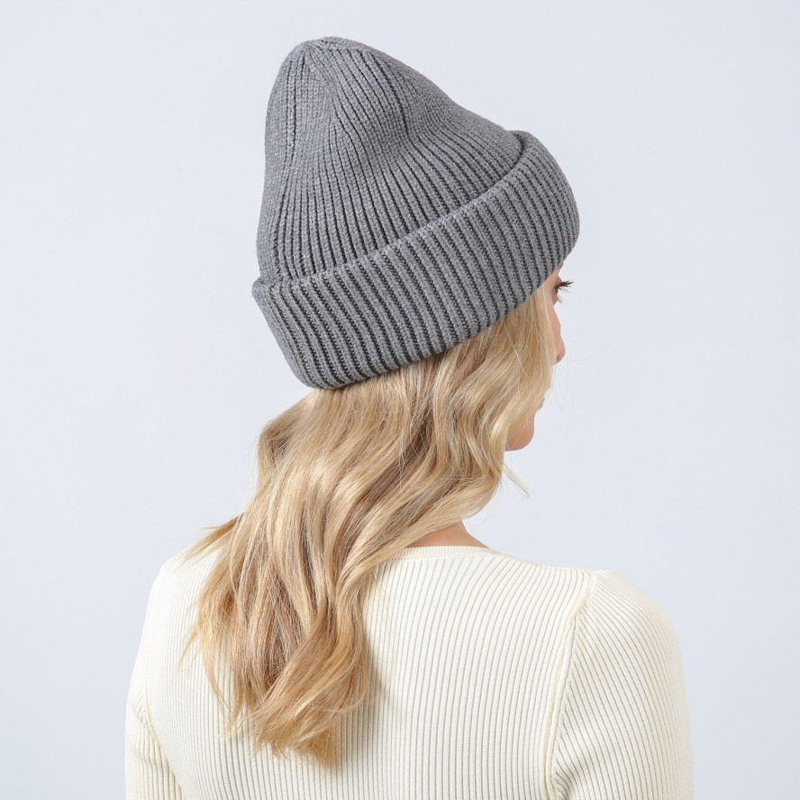 Шапка біні жіноча віскоза з вовноюю сіра ЕЛМЕР 880-344, фото 4