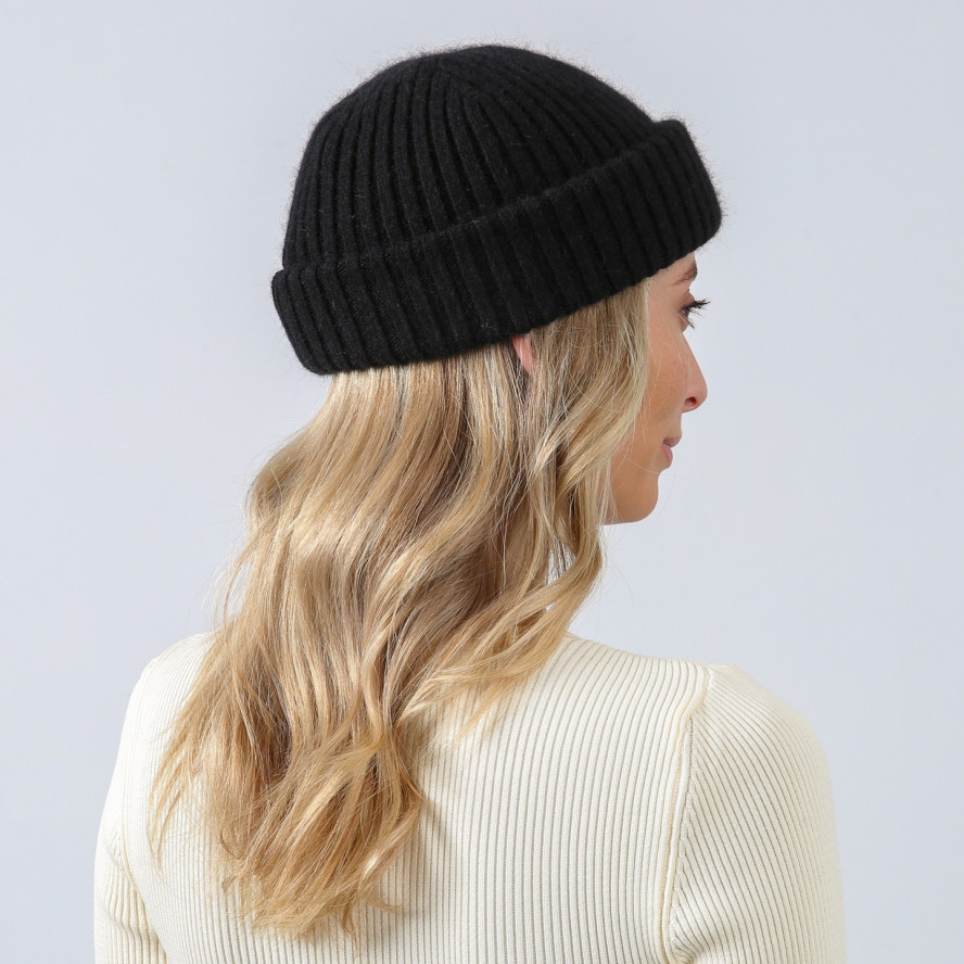 Шапка по голові міні-біні жіноча віскоза з ангорою чорна МААТ 880-603, фото 4