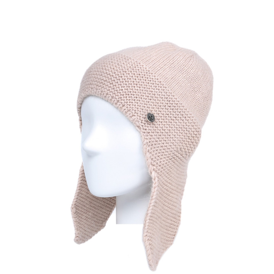 Шапка ушанка женская вискоза с ангорой бежевая БИА 886-841, фото 1