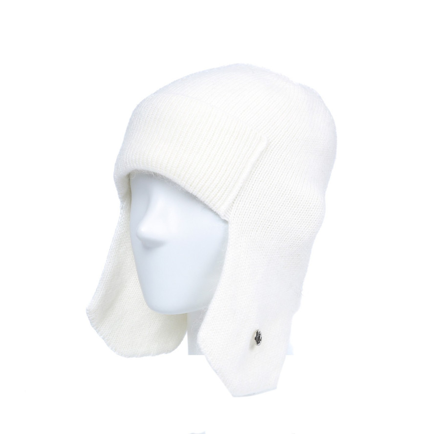 Шапка вушанка жіноча віскоза з ангорою біла ЛУЗ 886-902, фото 1