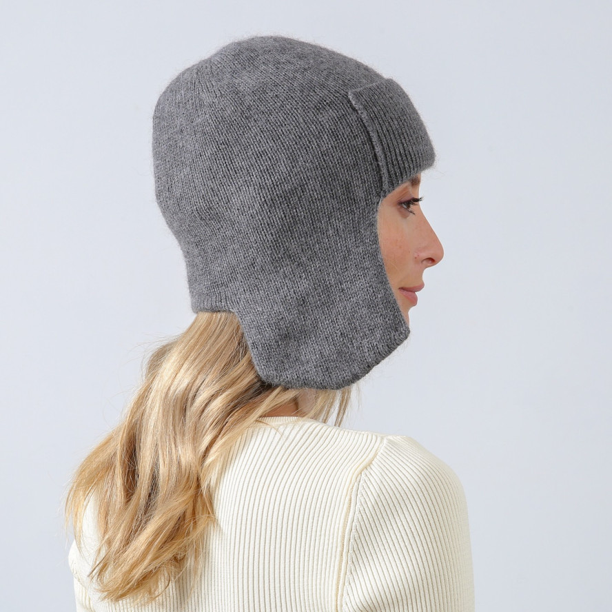 Шапка вушанка жіноча віскоза з ангорою сіра ЛУЗ 886-926, фото 5