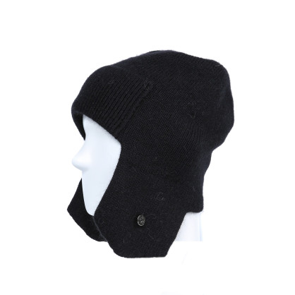 Шапка вушанка жіноча віскоза з ангорою чорна ЛУЗ 886-940