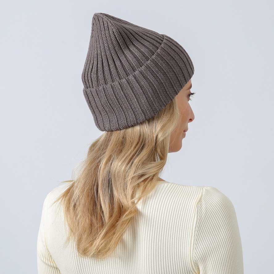 Шапка біні жіноча бавовна коричнева RUFUS 887-671, фото 4