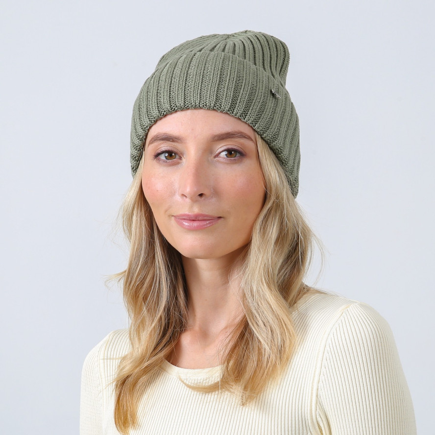 Шапка бини женская хлопок зеленая RUFUS 887-695, фото 3