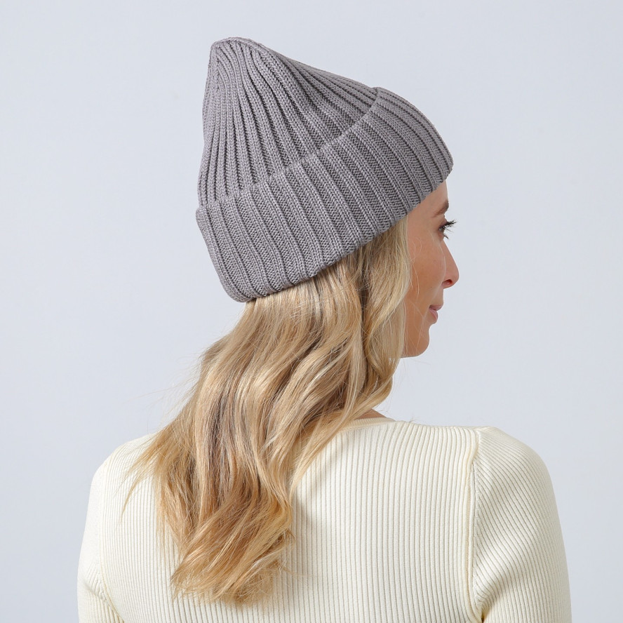 Шапка бини женская хлопок серая RUFUS 887-701, фото 4