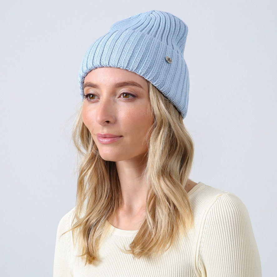 Шапка біні жіноча бавовна блакитна RUFUS 887-718, фото 3