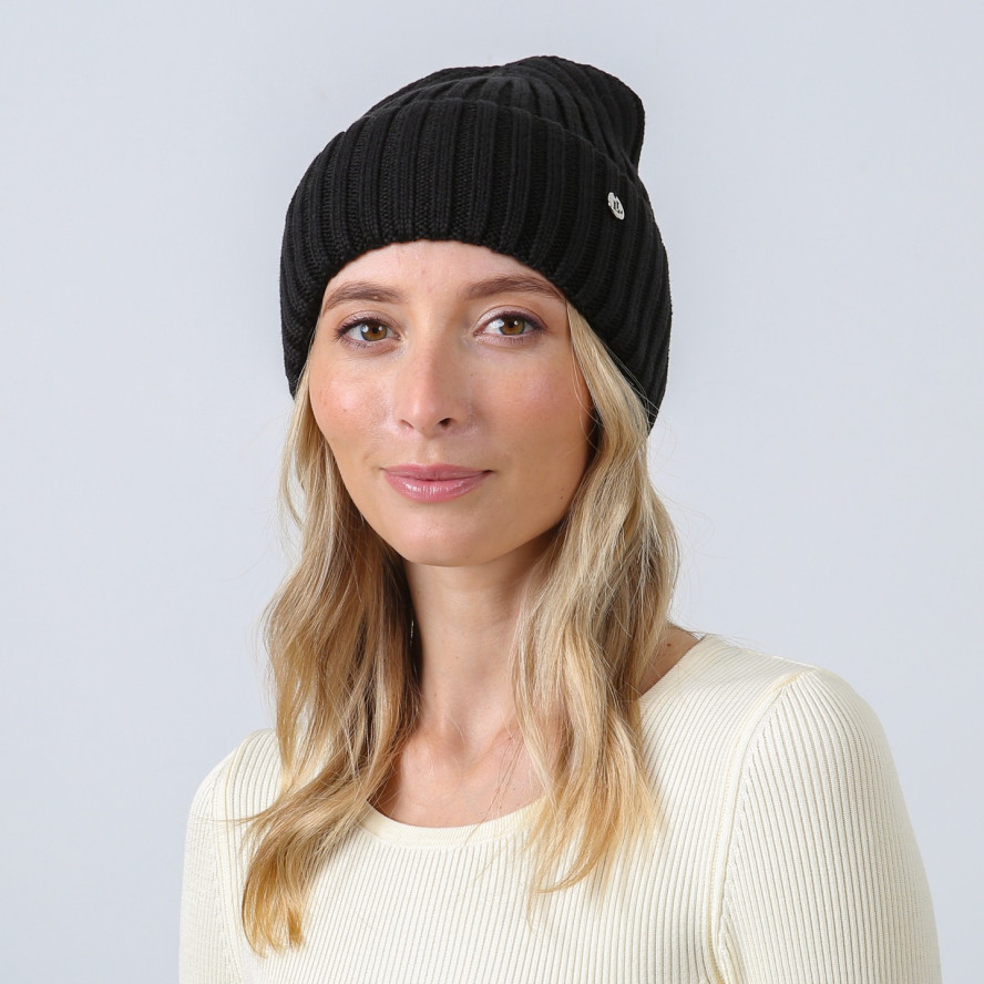 Шапка бини женская хлопок черная RUFUS 887-725, фото 3