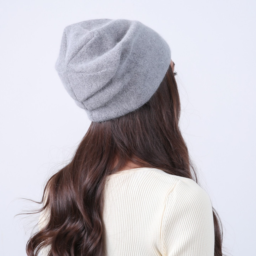 Шапка колпак женская вискоза с ангорой серая ЛИЛА 899-599, фото 5