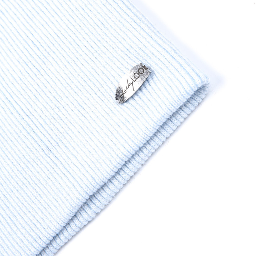 Шапка біні жіноча вовна блакитна МАНА 580-879, фото 2