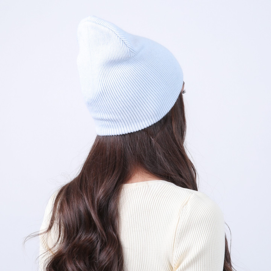 Шапка біні жіноча вовна блакитна МАНА 580-879, фото 4