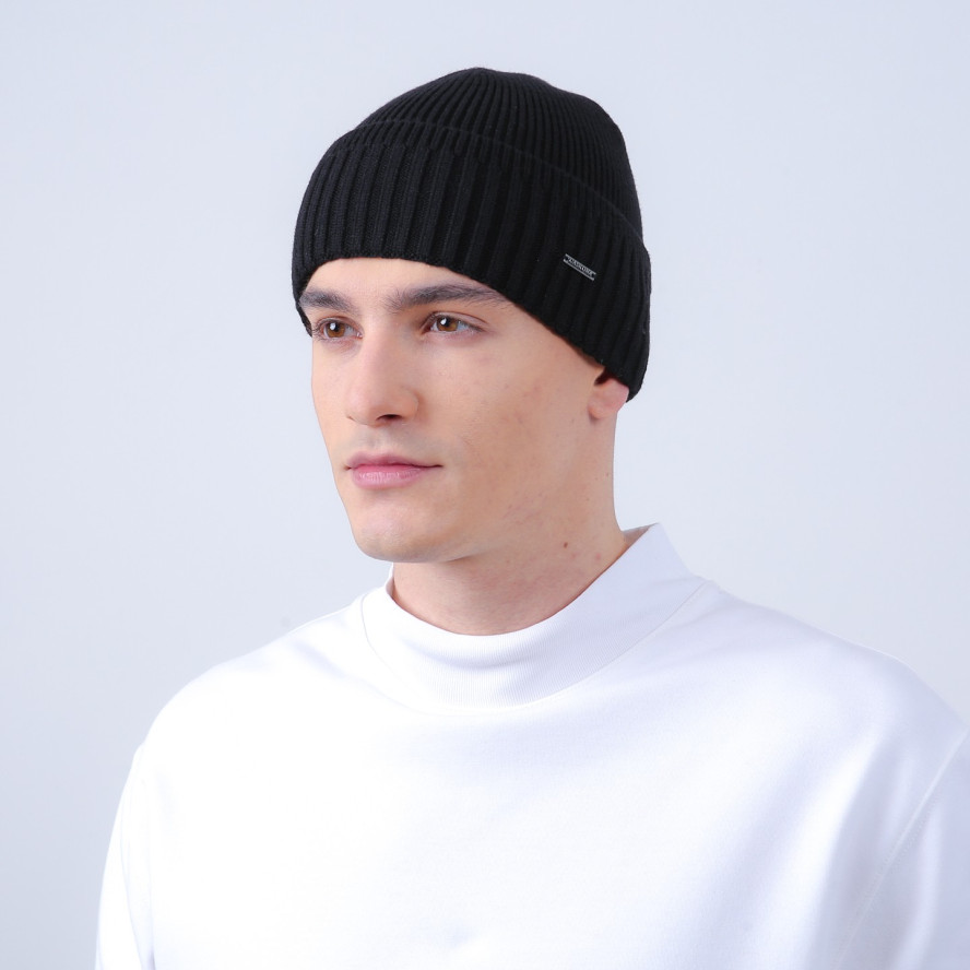 Шапка по голове мужская вискоза черная ВАРИС 902-183, фото 3