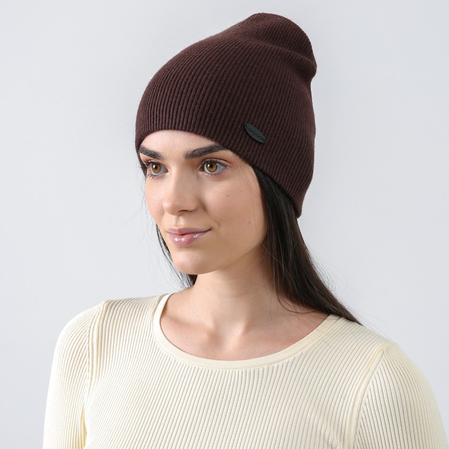 Шапка біні жіноча вовна коричнева МАНА 917-613, фото 3