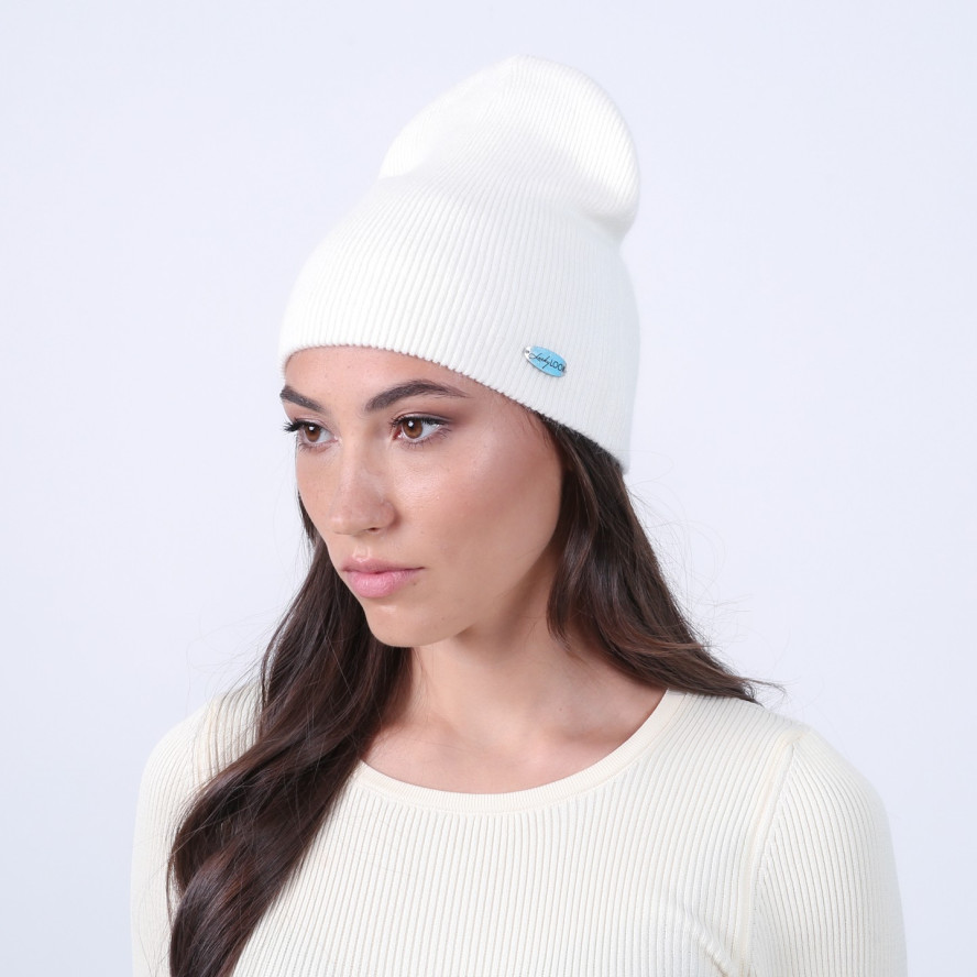 Шапка біні жіноча вовна біла МАНА 917-620, фото 3