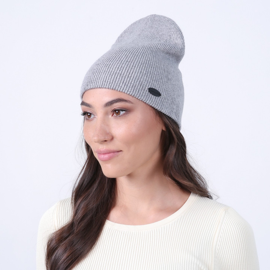 Шапка біні жіноча вовна сіра МАНА 917-637, фото 3
