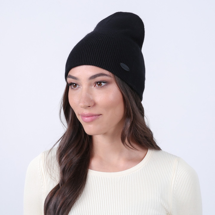 Шапка біні жіноча вовна чорна МАНА 917-651, фото 3