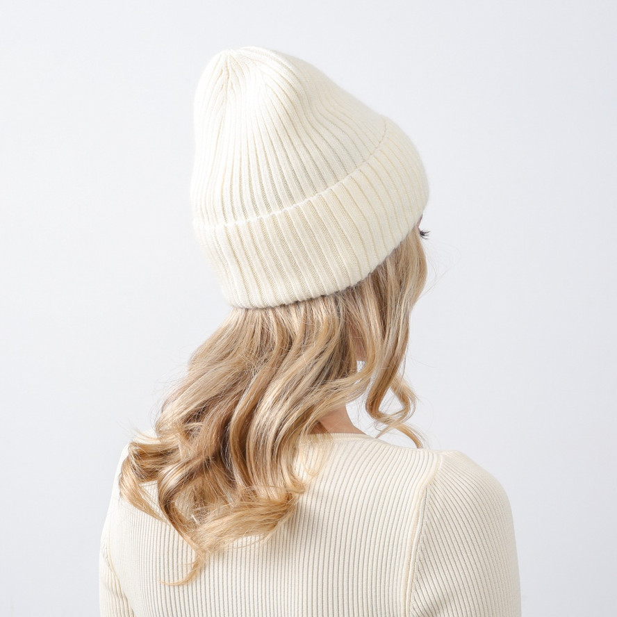 Шапка біні жіноча вовна молочна FREDERICK 917-668, фото 4