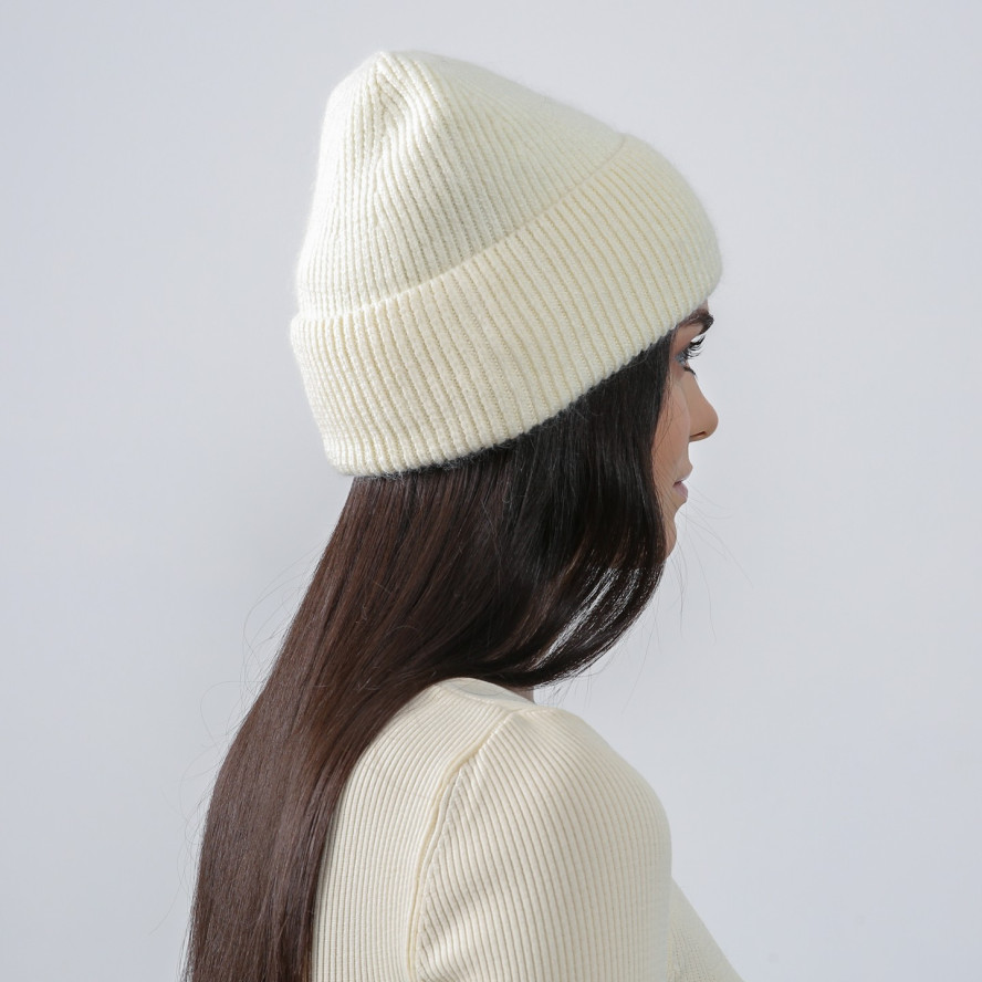 Шапка біні жіноча вовна молочна НАЛА 932-302, фото 4