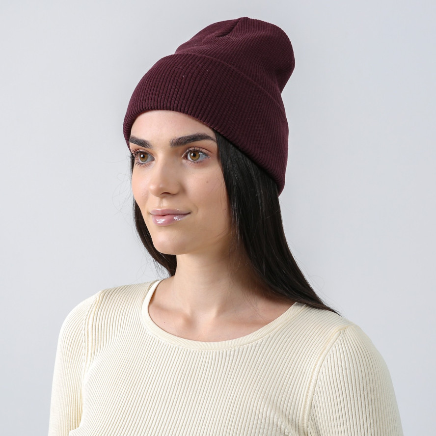Шапка біні жіноча бавовна фіолетова FREYA 945-487, фото 3