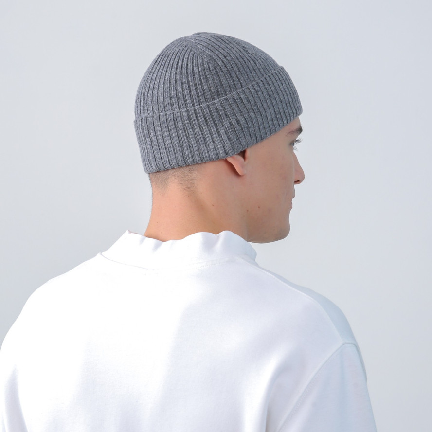 Шапка по голове мужская шерсть с акрилом серая ИНЕЙ 953-833, фото 4