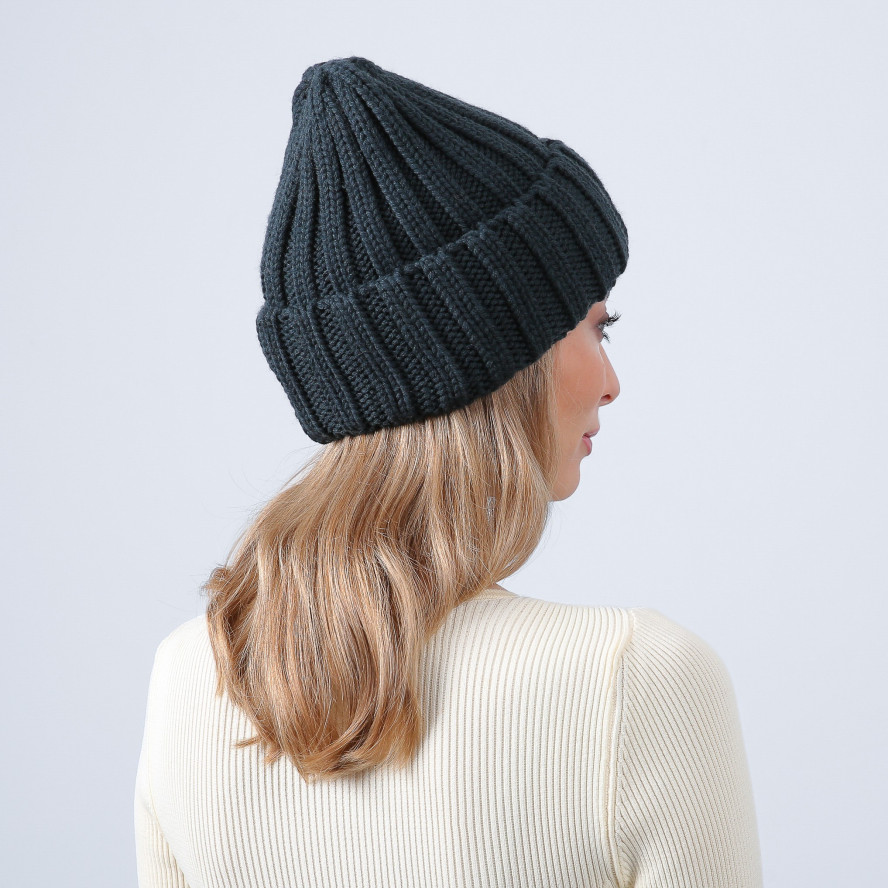 Шапка біні жіноча вовна синьо-зелена СОФІЯ 973-671, фото 4