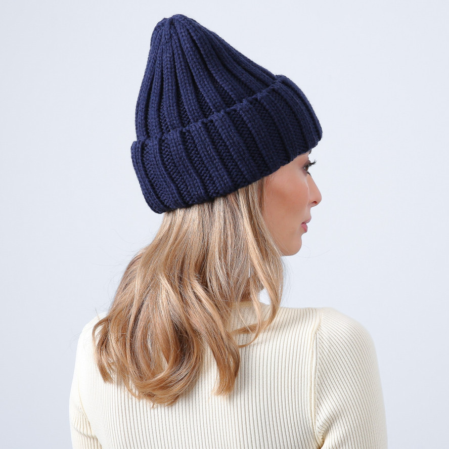 Шапка біні жіноча вовна синя СОФІЯ 973-701, фото 4