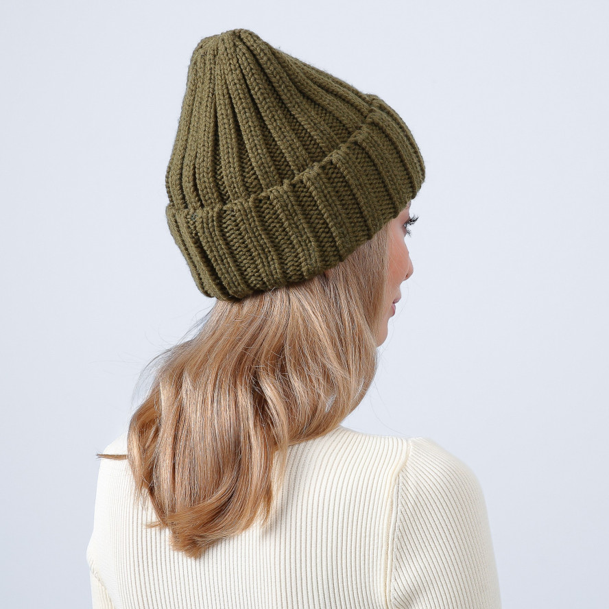 Шапка біні жіноча вовна зелена СОФІЯ 993-457, фото 4