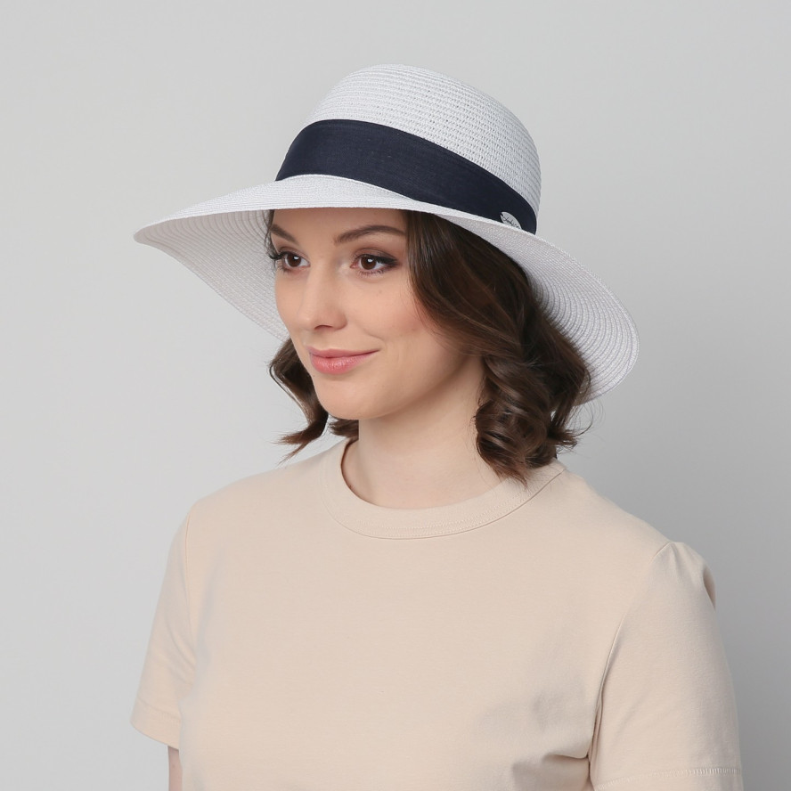 Капелюх із середніми полями жіночий папір білий COCO 376-343, фото 4