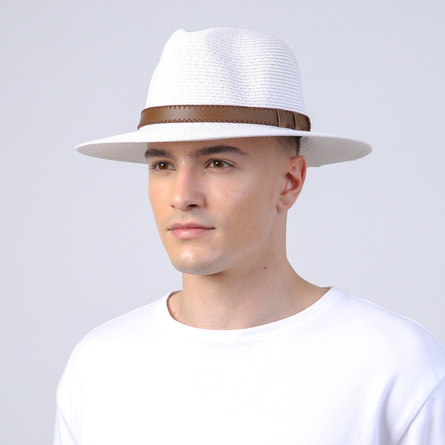 Шляпа федора мужская бумага белая BAY 469-410, фото 4