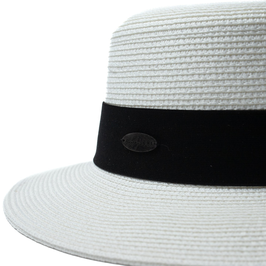 Капелюх канотьє жіночий папір білий ADELE 469-427, фото 3