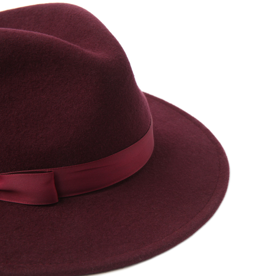 Капелюх федора жіночий зі стрічкою фетр бордовий ТВІТТІ 653-277, фото 3