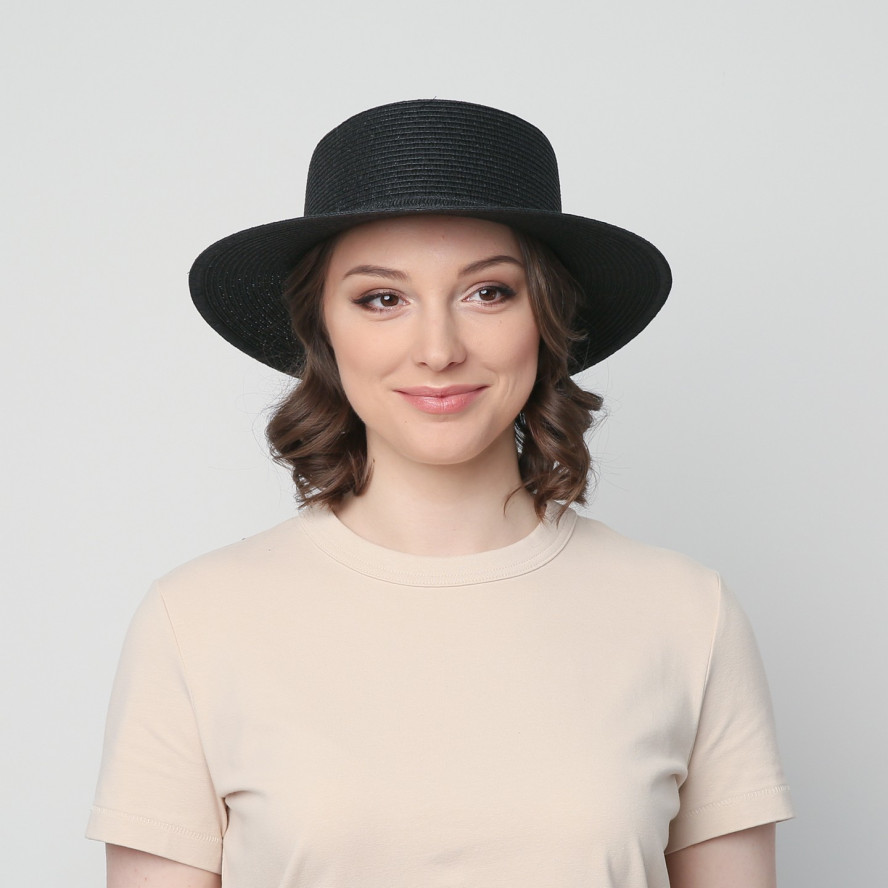 Капелюх канотьє жіночий папір чорний VIVIAN 817-808, фото 5