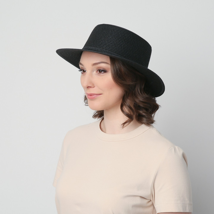 Капелюх канотьє жіночий папір чорний VIVIAN 817-808, фото 4
