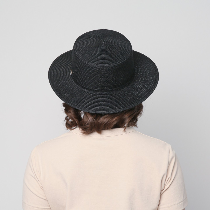 Капелюх канотьє жіночий папір чорний VIVIAN 817-808, фото 6