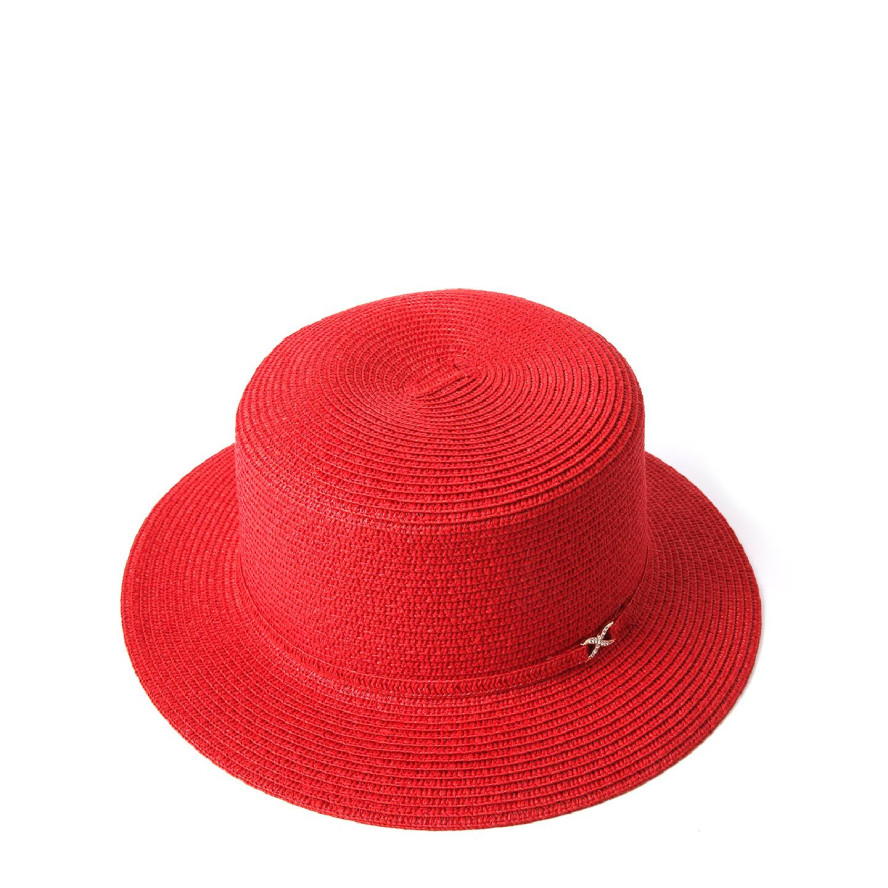 Капелюх канотьє жіночий папір червоний VIVIAN 817-891, фото 1