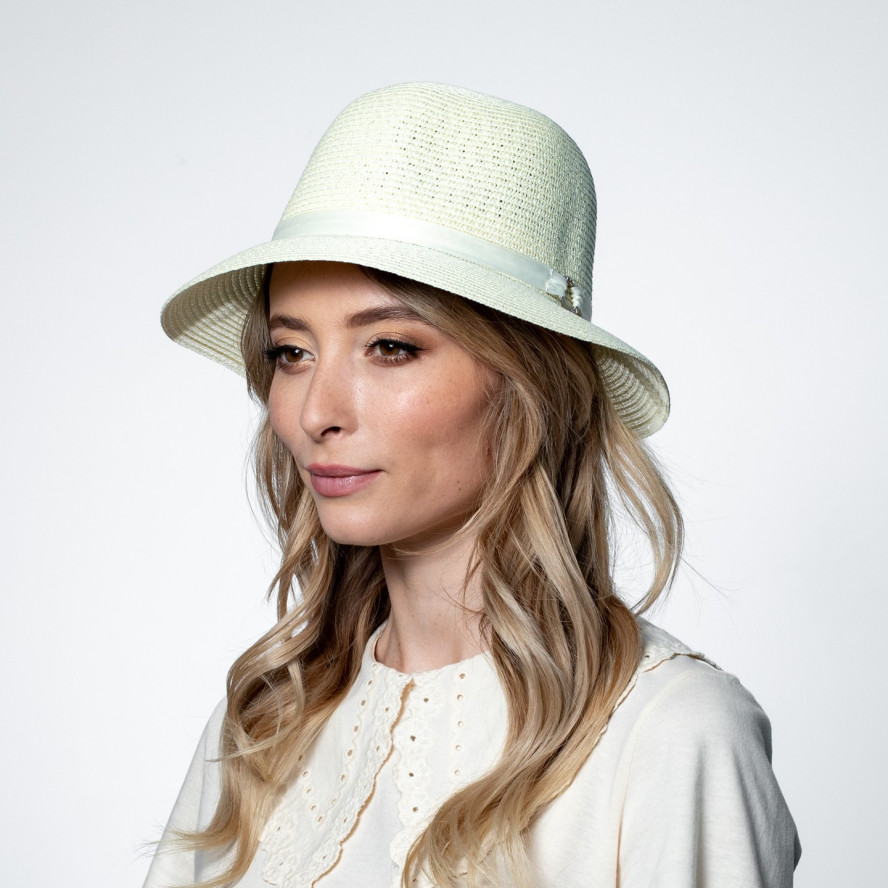 Шляпа со средними полями женская бумага молочная GABRIEL 817-938, фото 4