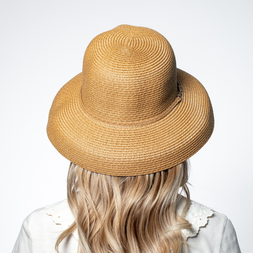 Капелюх із середніми полями жіночий папір бежевий GLORIA 818-058, фото 6