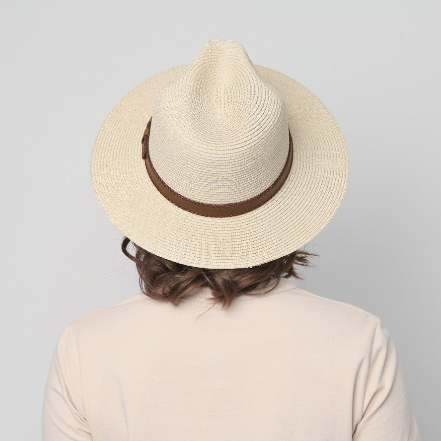 Капелюх федора жіночий папір бежевий BAY 842-992, фото 6