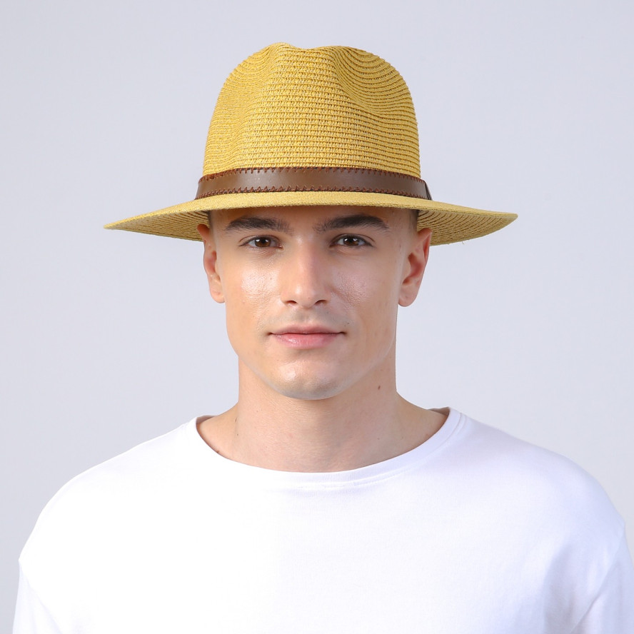 Шляпа федора мужская бумага желтая BAY 843-890, фото 5