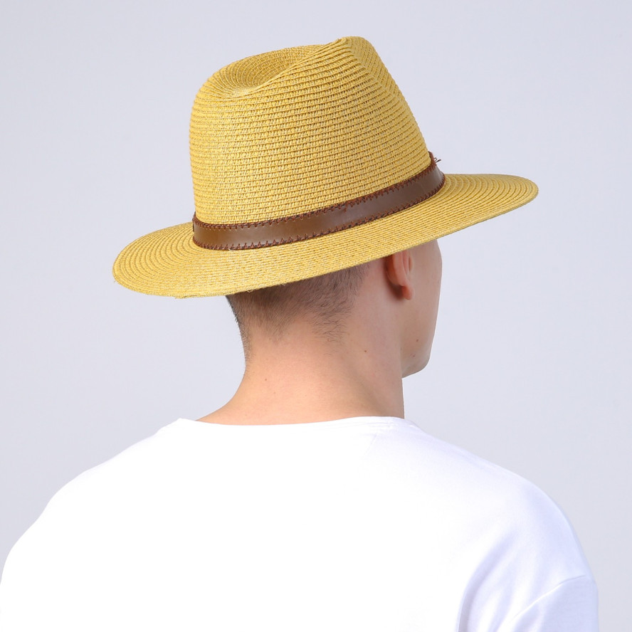 Шляпа федора мужская бумага желтая BAY 843-890, фото 6