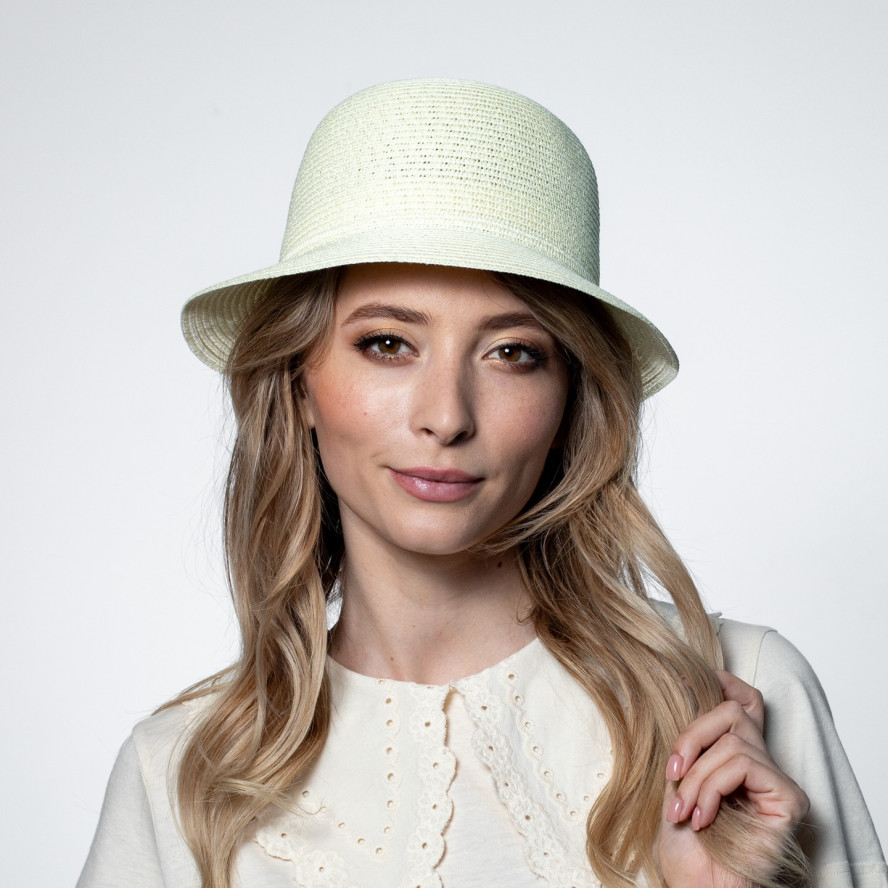 Шляпа с маленькими полями женская бумага молочная VERONICA 843-982, фото 5
