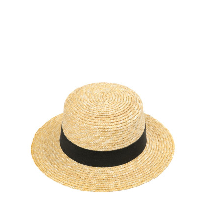 Капелюх канотьє жіночий зі стрічкою солома бежева AMY 844-101 Капелюх канотьє жіночий зі стрічкою солома бежева AMY 844-101