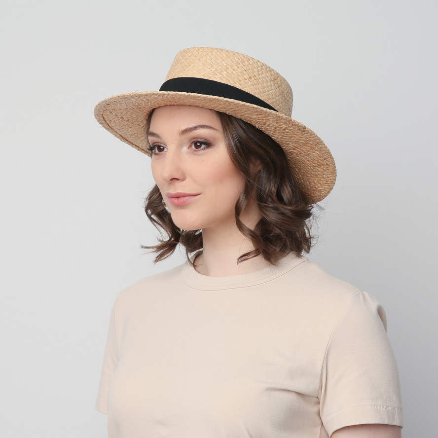 Шляпа порк-пай женская рафия желтая ESME 844-149, фото 3