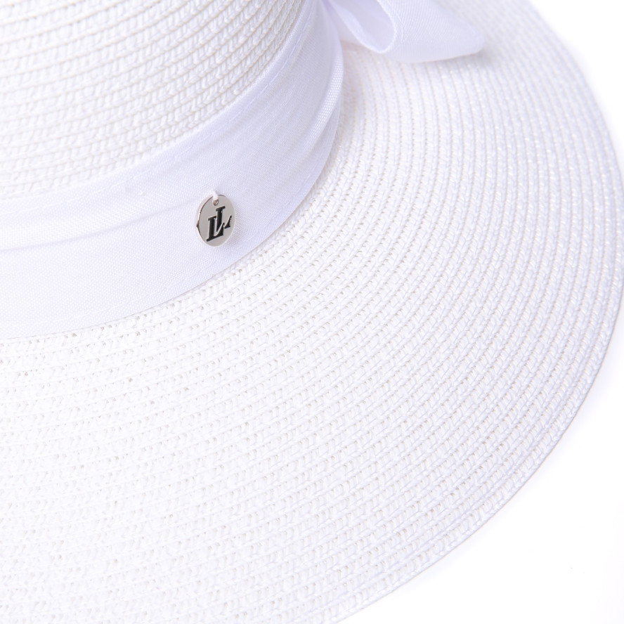 Капелюх із середніми полями жіночий зі стрічкою-бантом білий MONIKA 855-442, фото 4