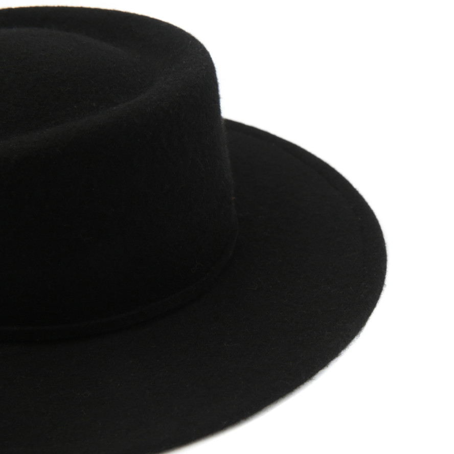 Капелюх канотьє жіночий зі срібним ланцюжок і фігурним верхом фетр чорний ФОНГ 238-459, фото 3