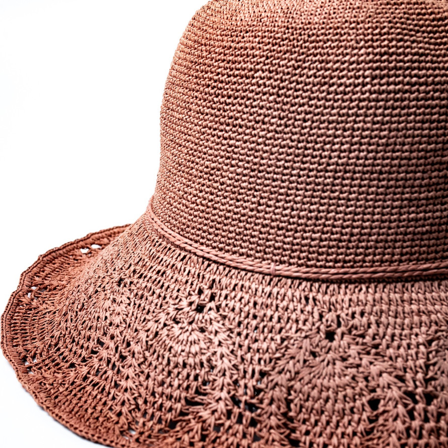 Шляпа со средними полями женская вязаная бумага розовая ИЛАНА 444-393, фото 3