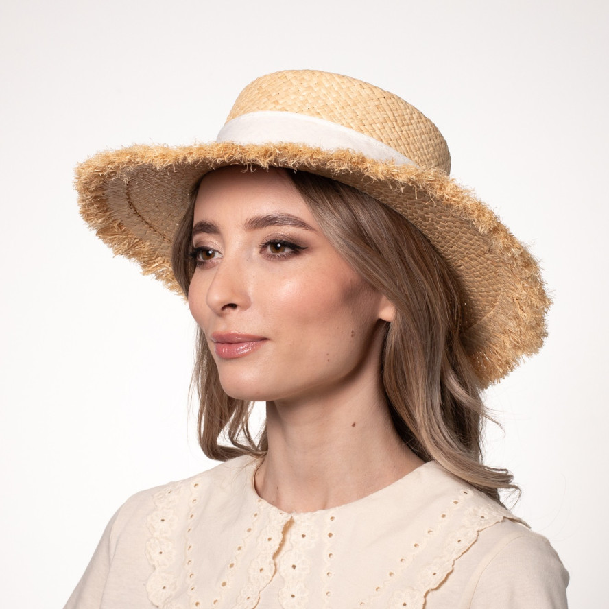 Шляпа канотье женская рафия желтая ЛАЛИ 444-515, фото 4