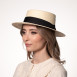 Шляпа канотье женская с лентой бумага бежевая АЙНА 444-577, фото 4