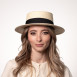 Шляпа канотье женская с лентой бумага бежевая АЙНА 444-577, фото 5