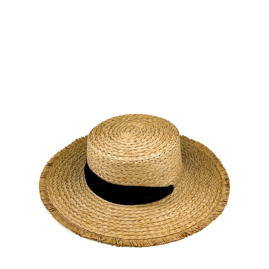 Шляпа канотье женская бумага бежевая НУРАЙ 470-965, фото 2